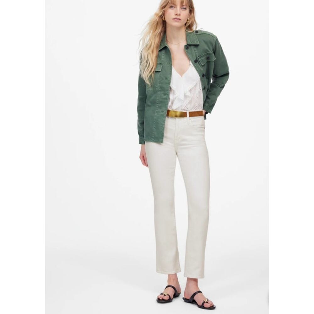 NWT Madewell Tall Kick Out‎ Crop Jeans in Pure White Size 33T